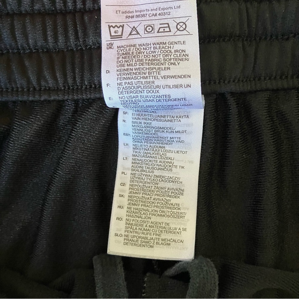 Adidas Black 3 Stripe Track Pant Size 2XL Drawstring Waist Jogger Pockets Tricot - Picture 9 of 12